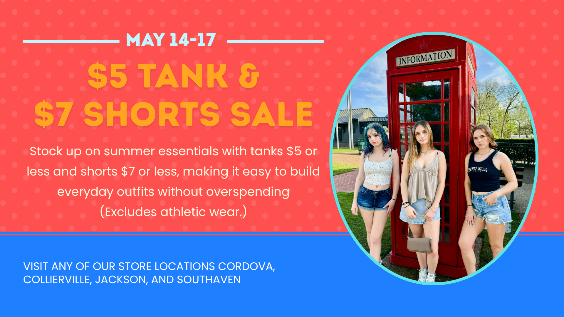 Cheap tank tops and shorts sale Plato’s Closet Cordova, TN summer clothing deals